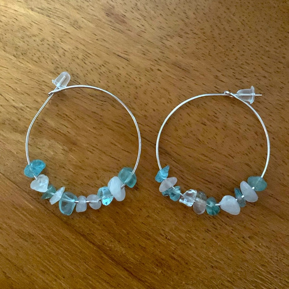 White and Turquoise stone earrings